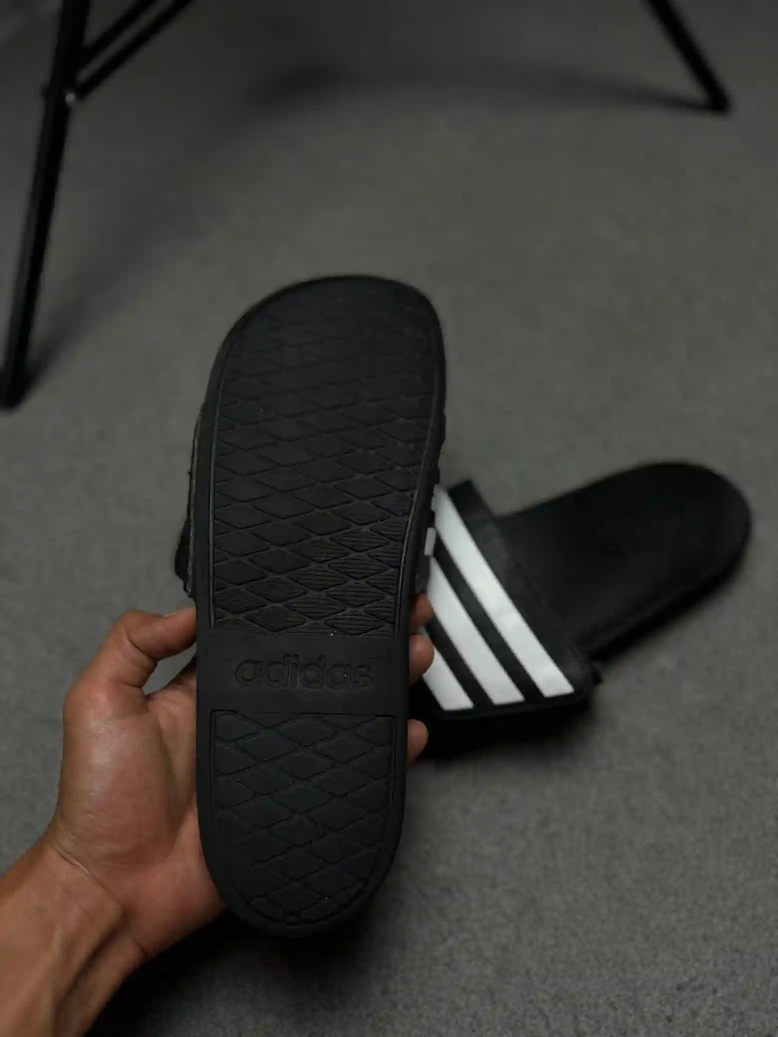 ADIDAS THREE STRIPS ADJUSTABLE COMFORT SLIDES + NIKE ORIGINAL PAIR