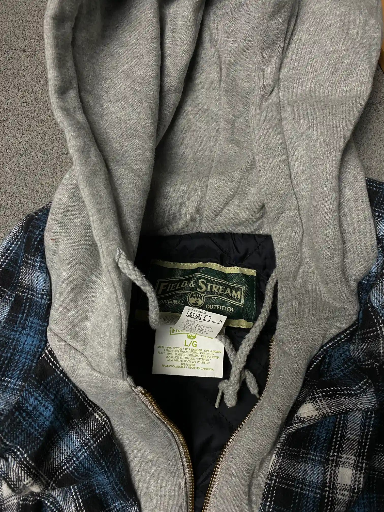 FIELDS & STREAM FLANNEL HOODIE // ADULT LARGE